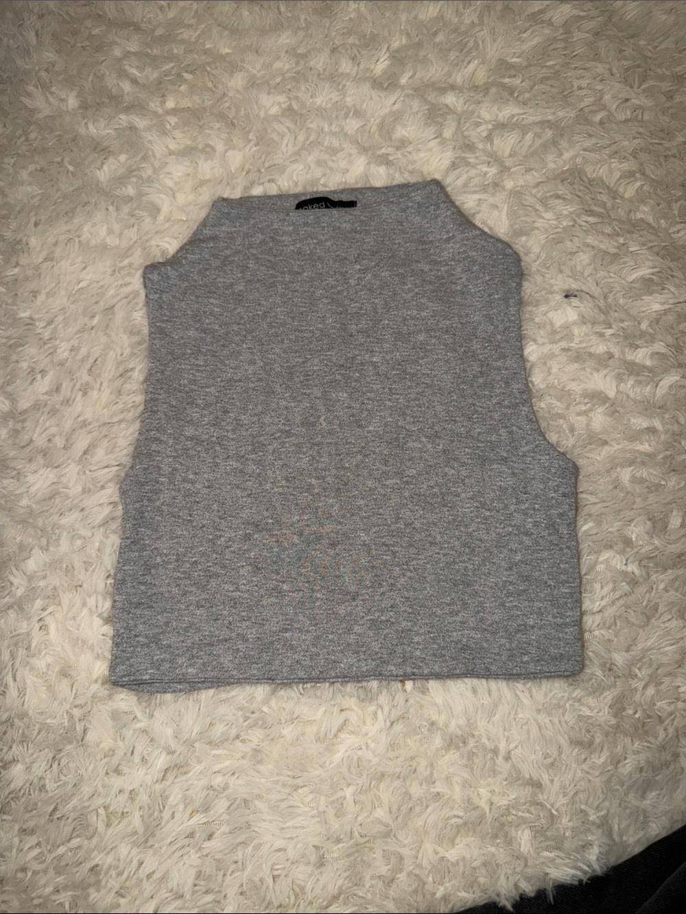 naked wardrobe Gray Sleeveless Knit Tank
